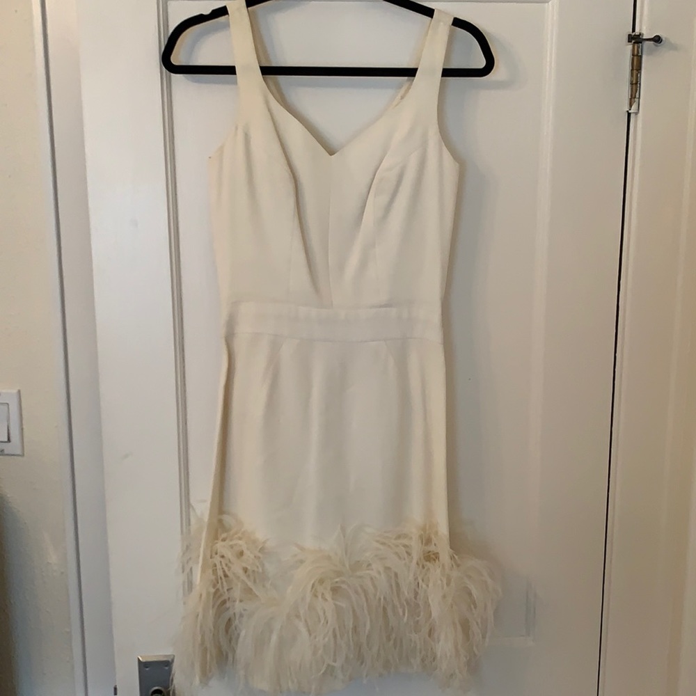 Vintage Feather-trim Sleeveless Party Dress